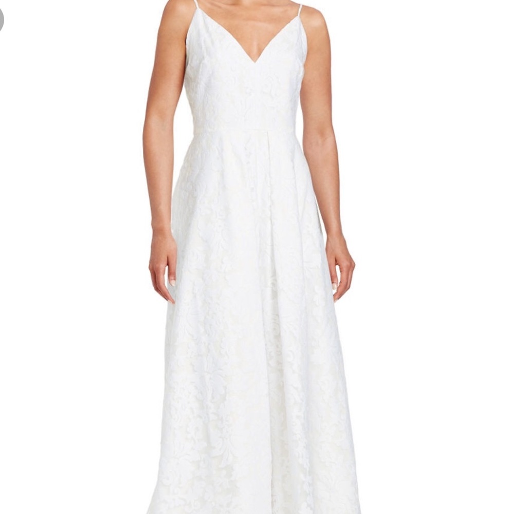 White Calvin Klein wedding dress embroidered